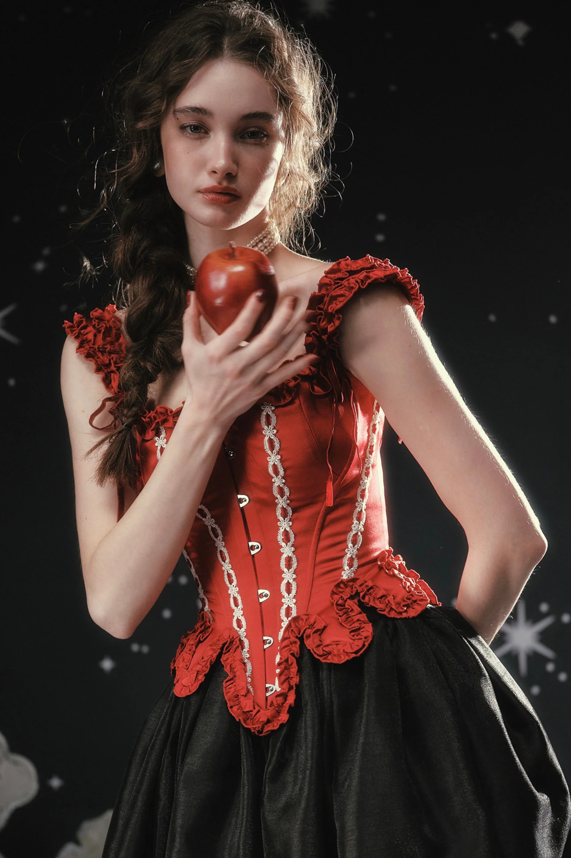 Lace Maid Retro Red Corset Top + Flare Skirt - Image 5