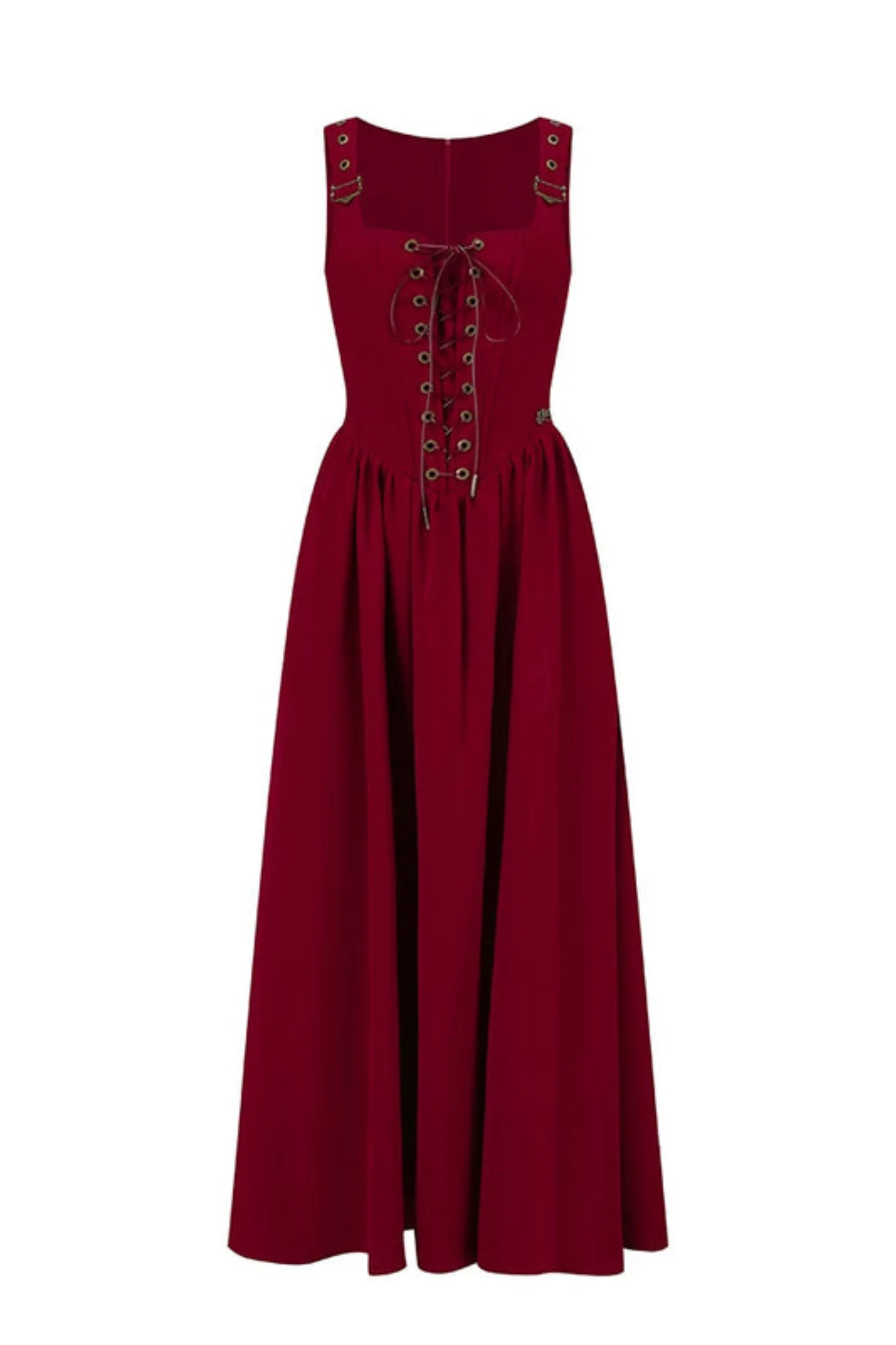 Lace Maid Retro Red Suspender Dress + Blouse - Image 15