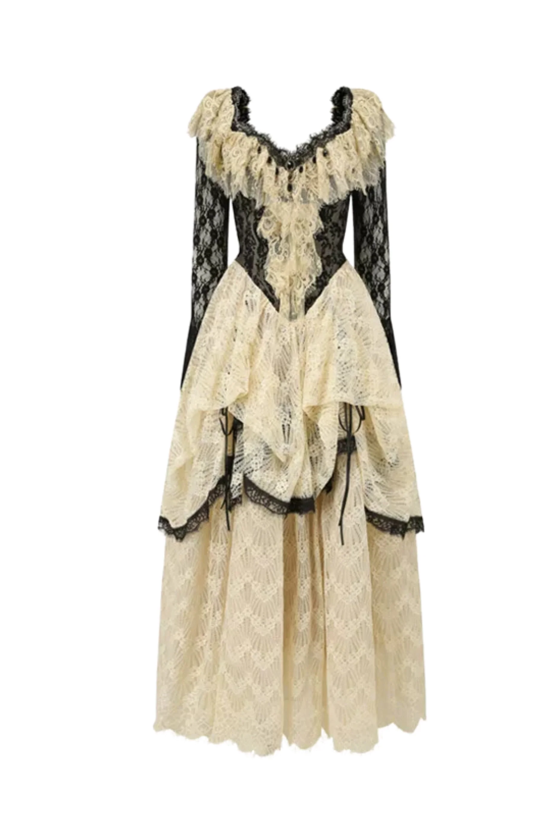 Lace Maid Retro Waist French Dress - Image 12