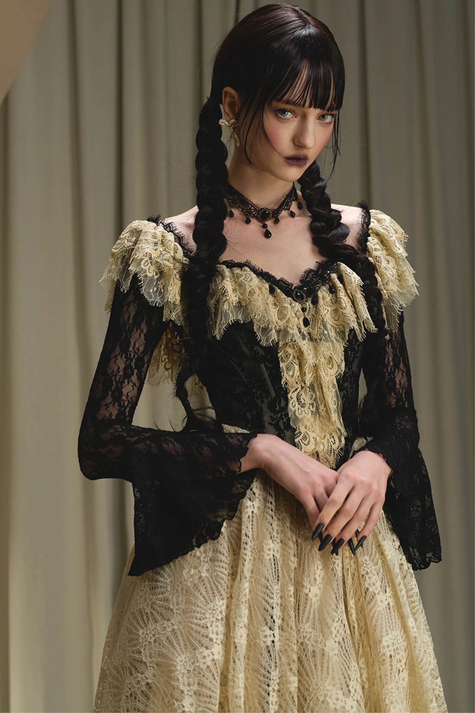 Lace Maid Retro Waist French Dress - Image 8
