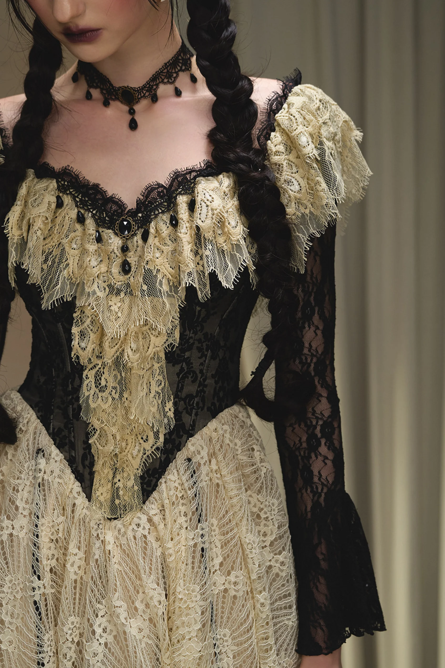 Lace Maid Retro Waist French Dress - Image 9