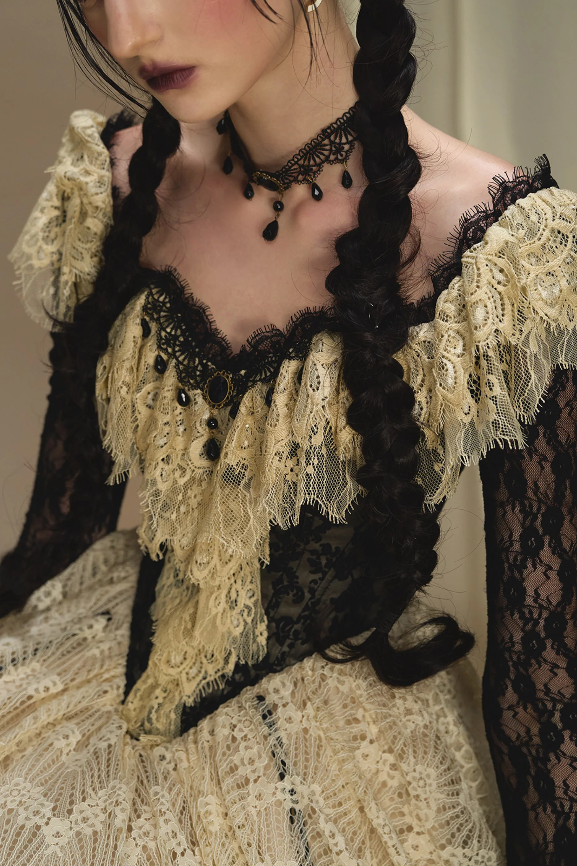 Lace Maid Retro Waist French Dress - Image 10
