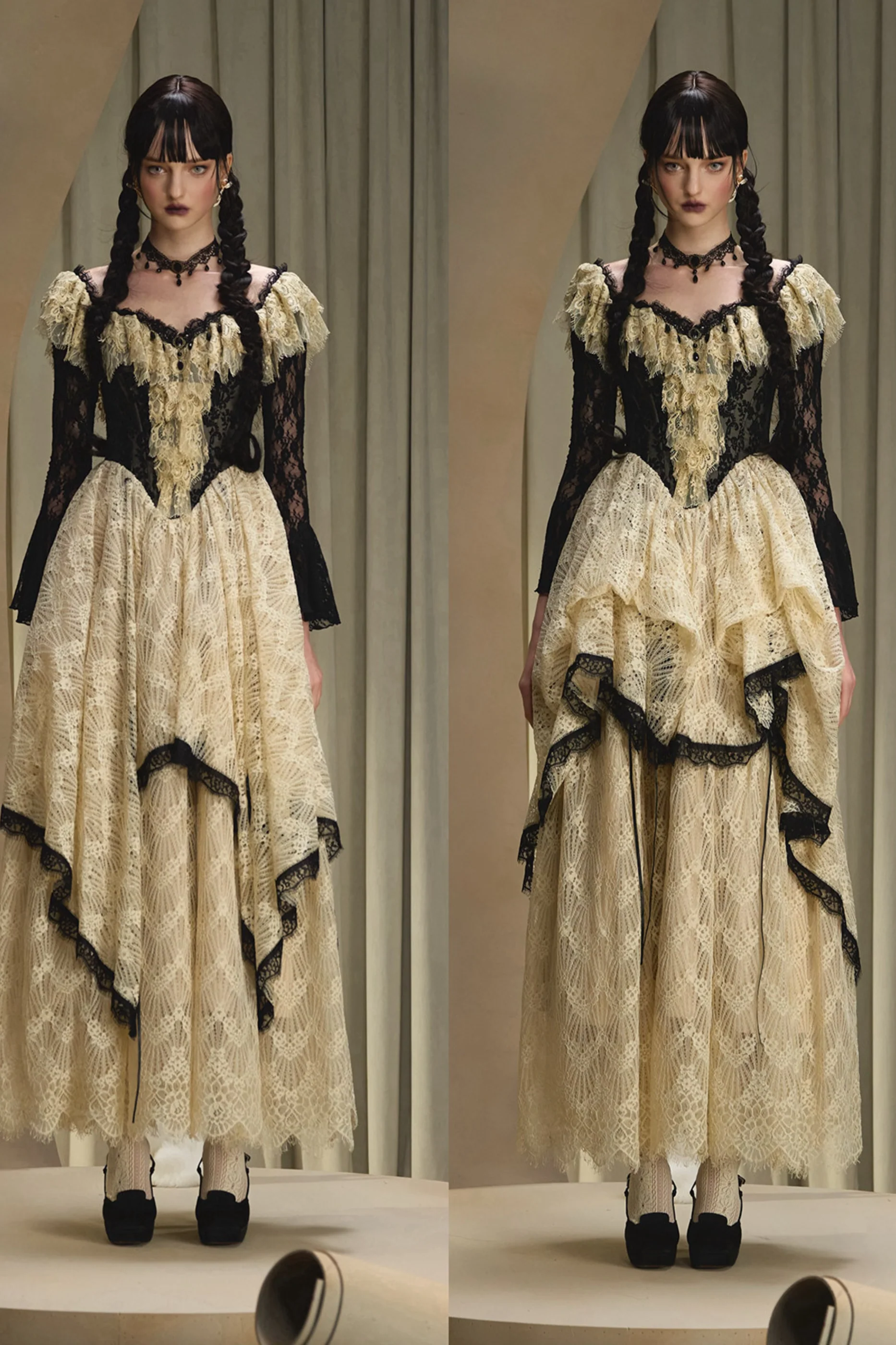 Lace Maid Retro Waist French Dress - Image 3