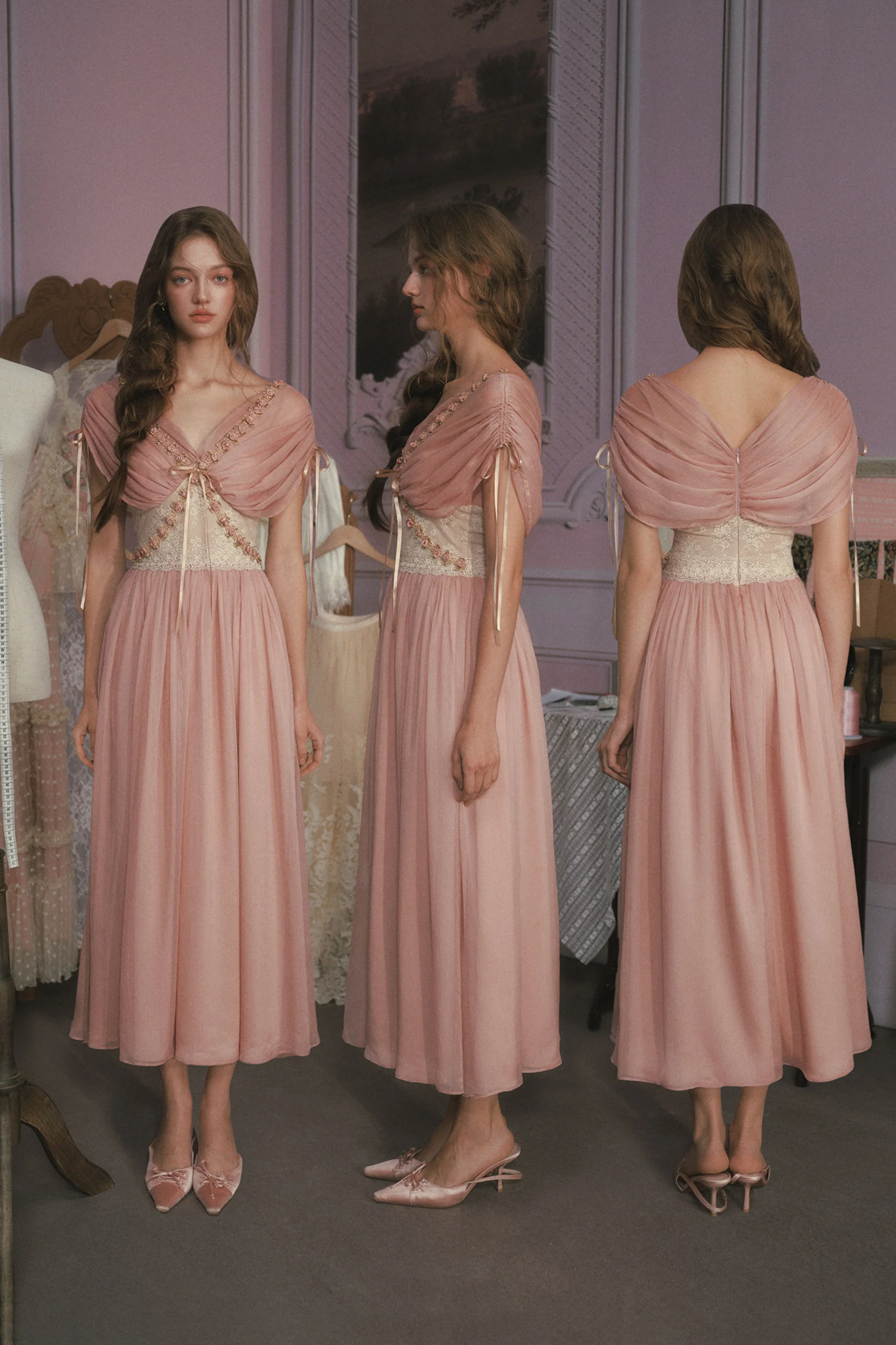 Lace Maid Rose Retro Long Dress - Image 10