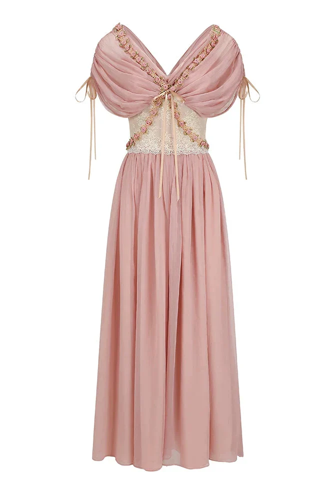 Lace Maid Rose Retro Long Dress - Image 11