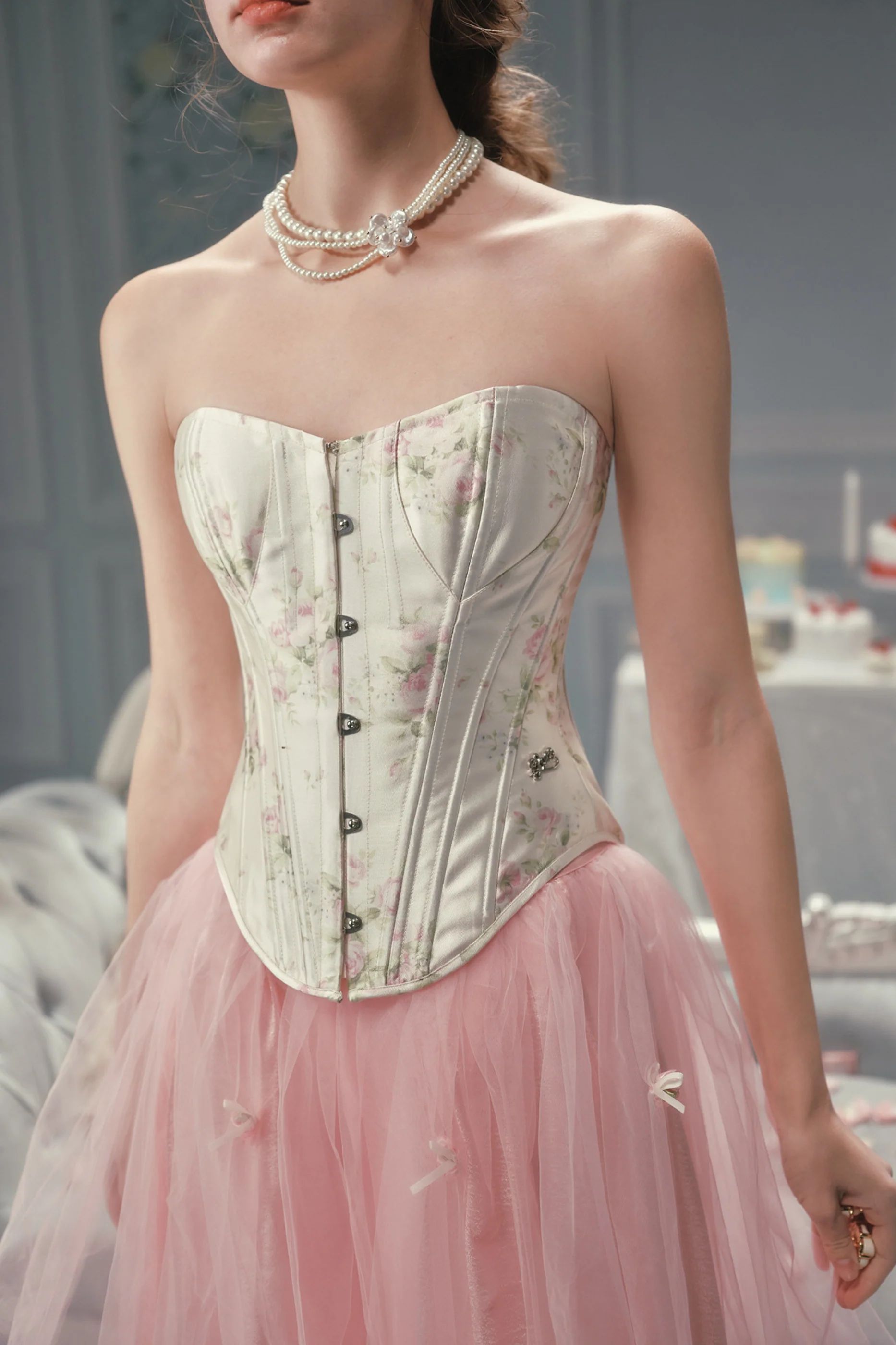 Lace Maid Satin Corset Top + Flare Tulle Skirt - Image 7