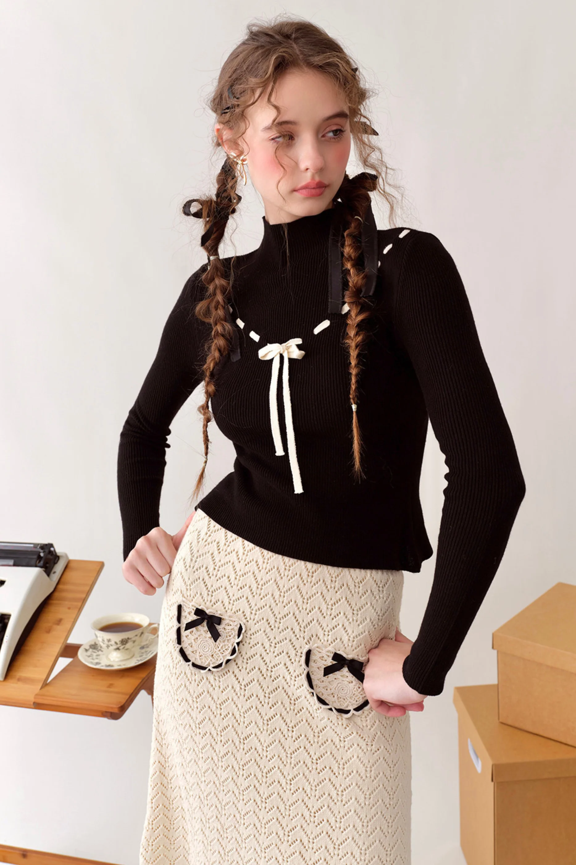 Lace Maid Belly Knit + Short Skirt + Long Skirt - Image 5