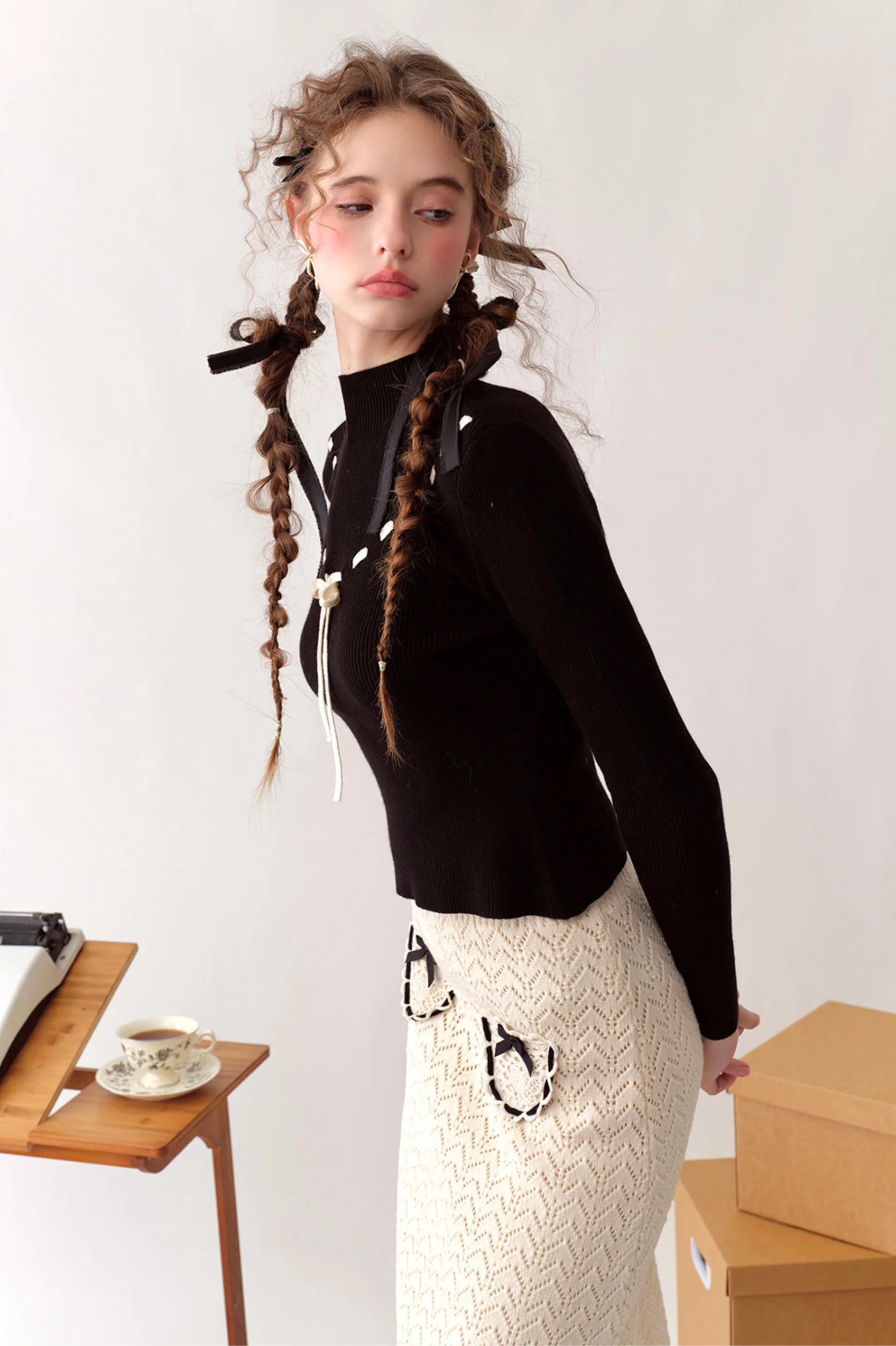 Lace Maid Belly Knit + Short Skirt + Long Skirt - Image 10