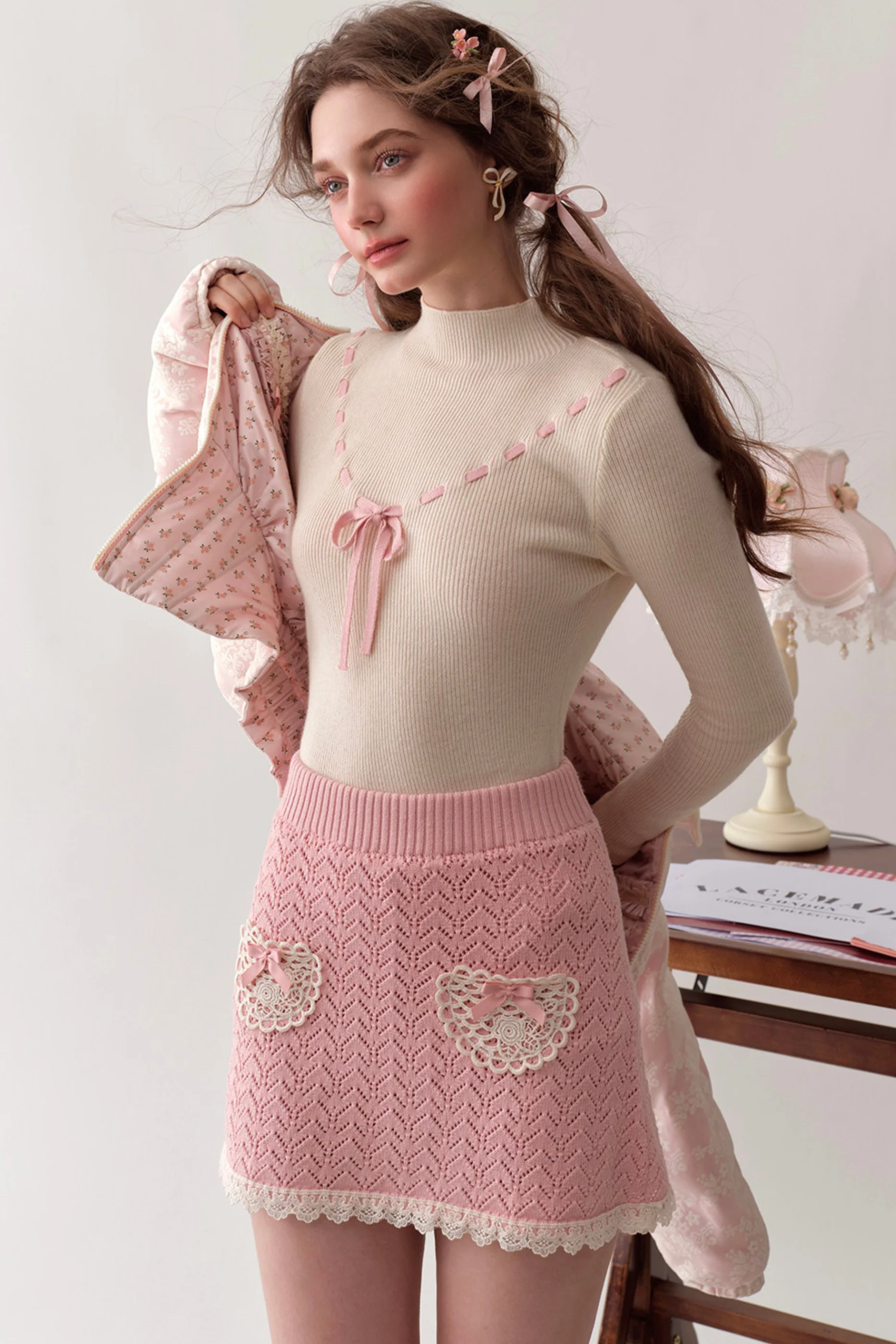 Lace Maid Belly Knit + Short Skirt + Long Skirt - Image 6