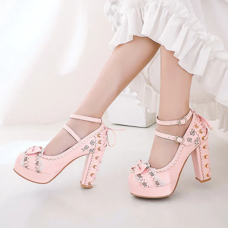 Lacy Corset High Heels - Image 25