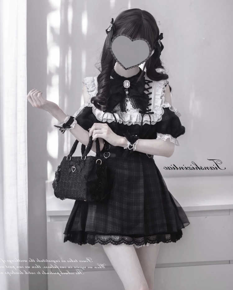 Landmine Short-sleeved Lace Bow Dress - Image 4