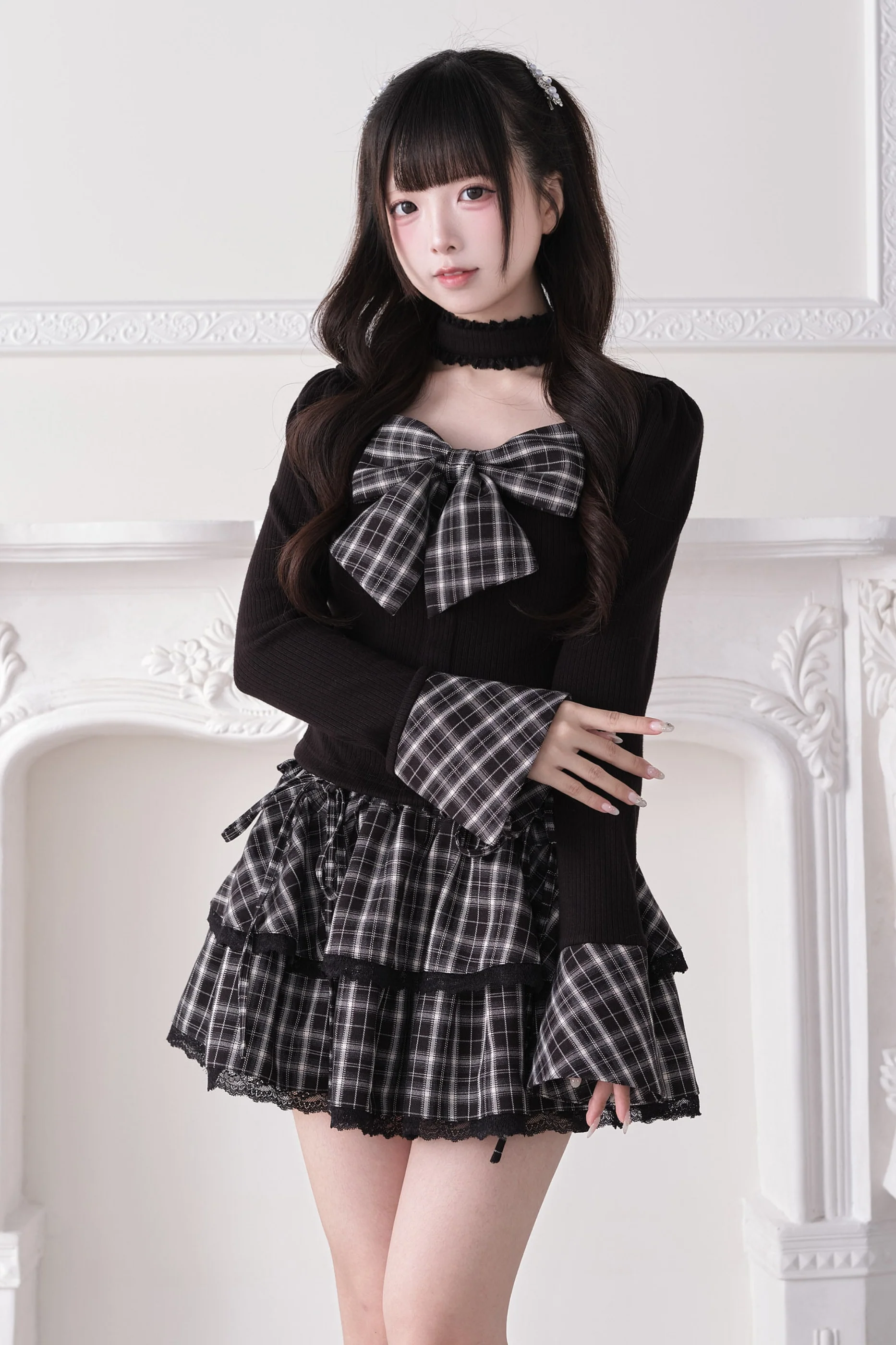 Large Bow Choker Knit Top - Image 11