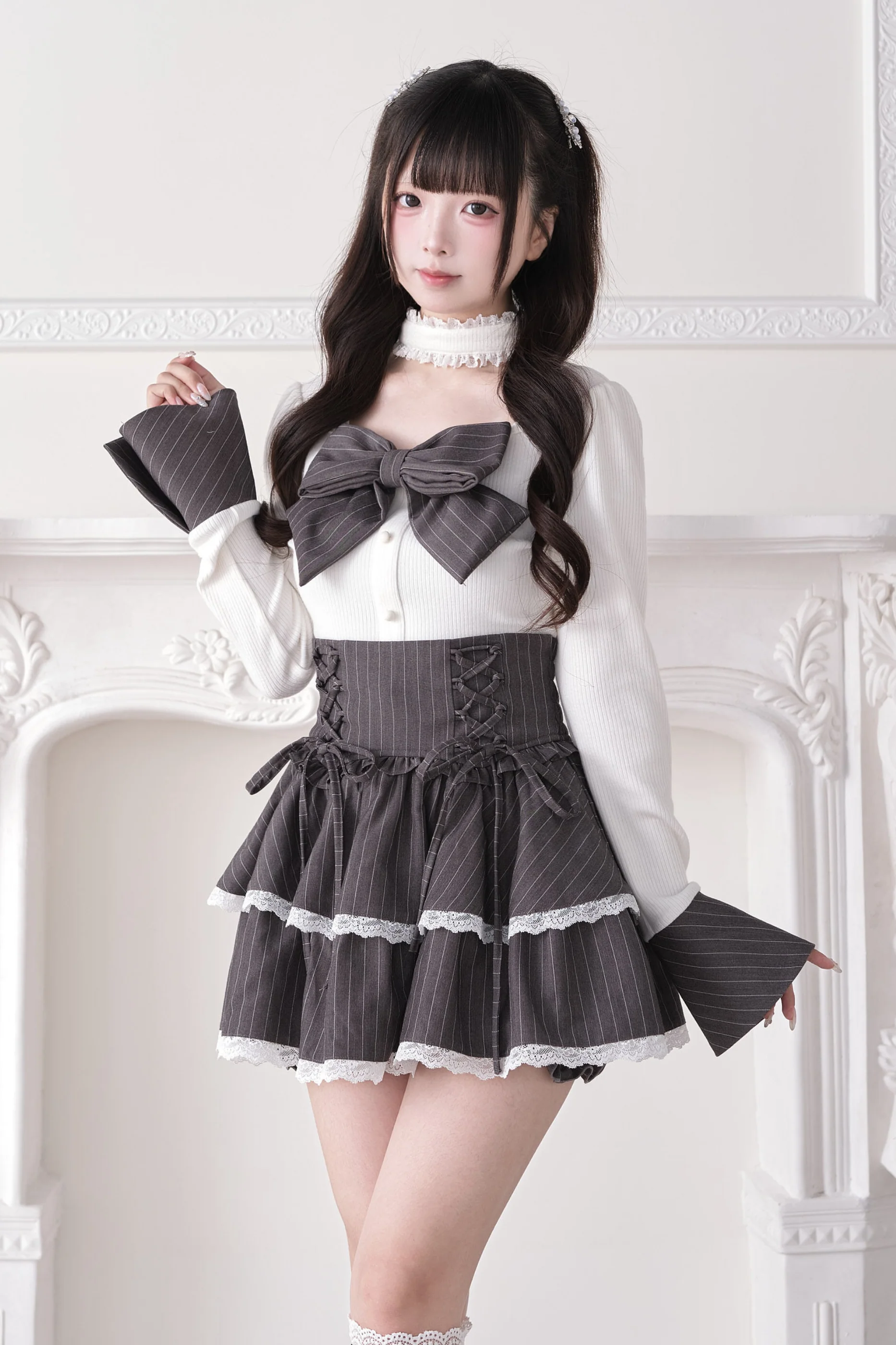 Large Bow Choker Knit Top - Image 6
