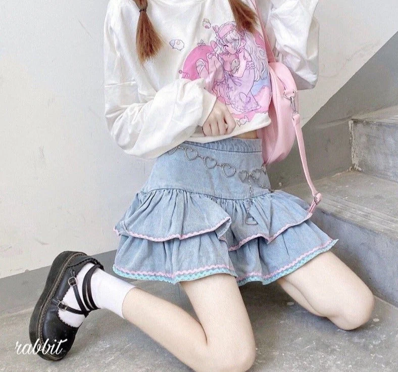 Layered Denim Cake Skirt - Image 2