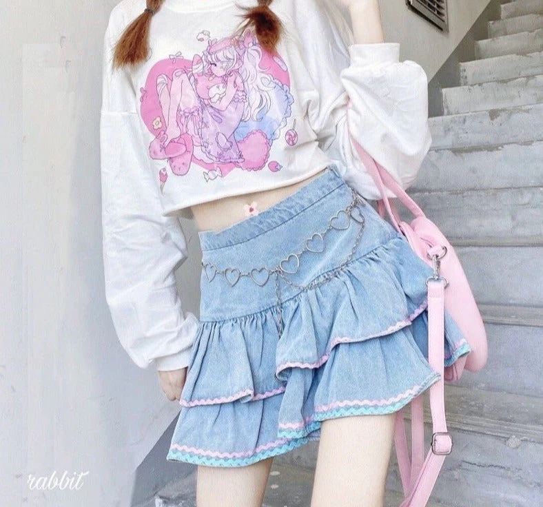 Layered Denim Cake Skirt - Image 3