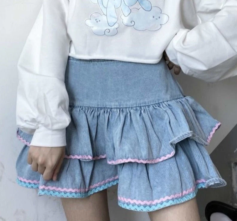 Layered Denim Cake Skirt - Image 4
