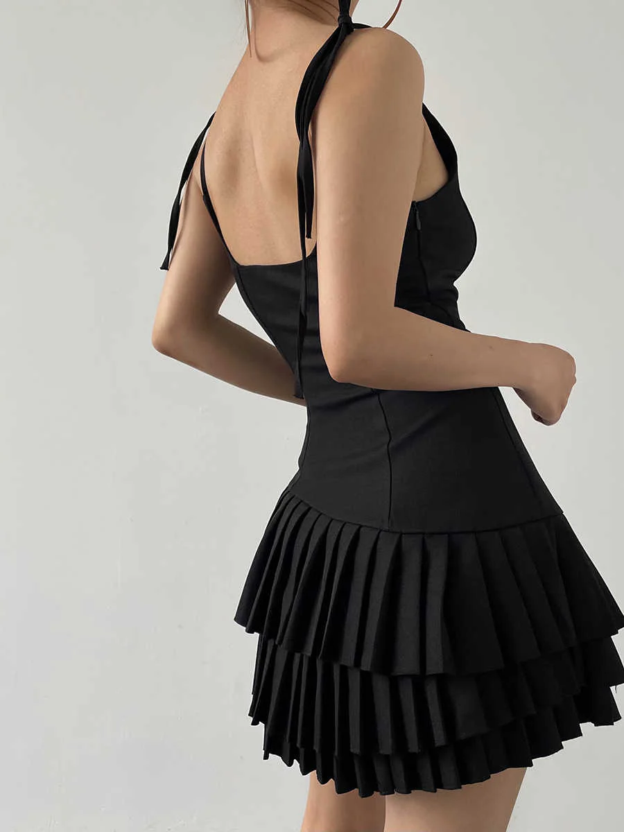 Layered Pleated Dark Coquette Dress - Image 3