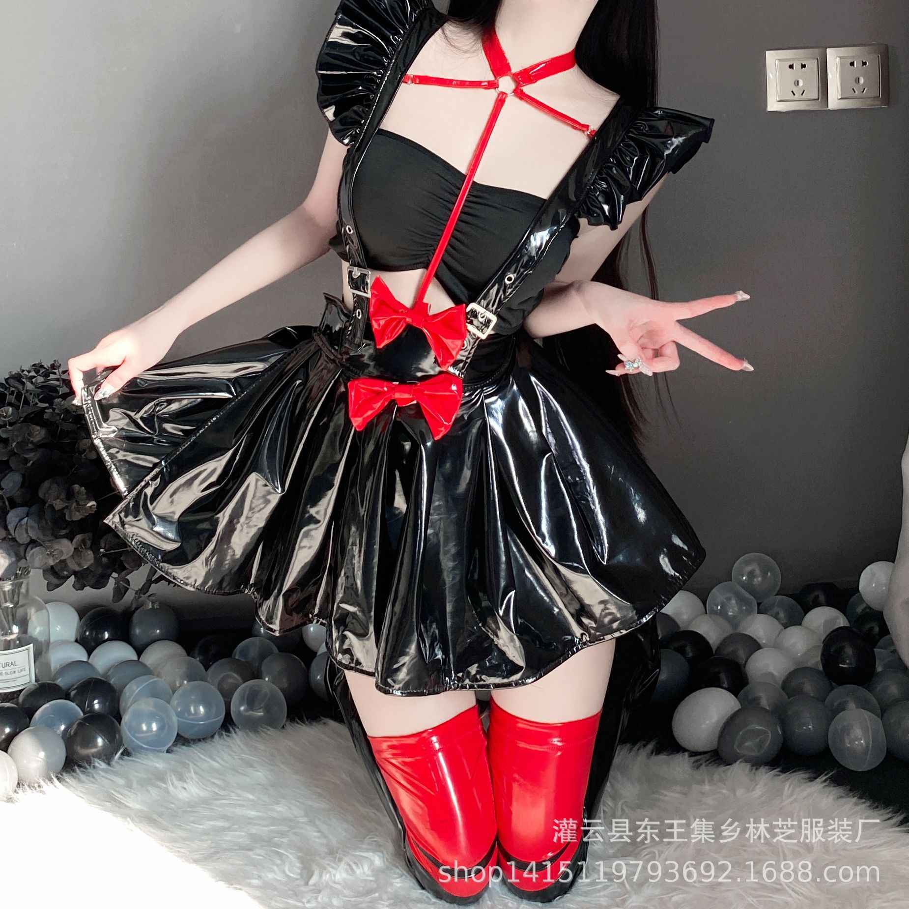 Leather Puffy Sleeves Maid Dress - Image 3