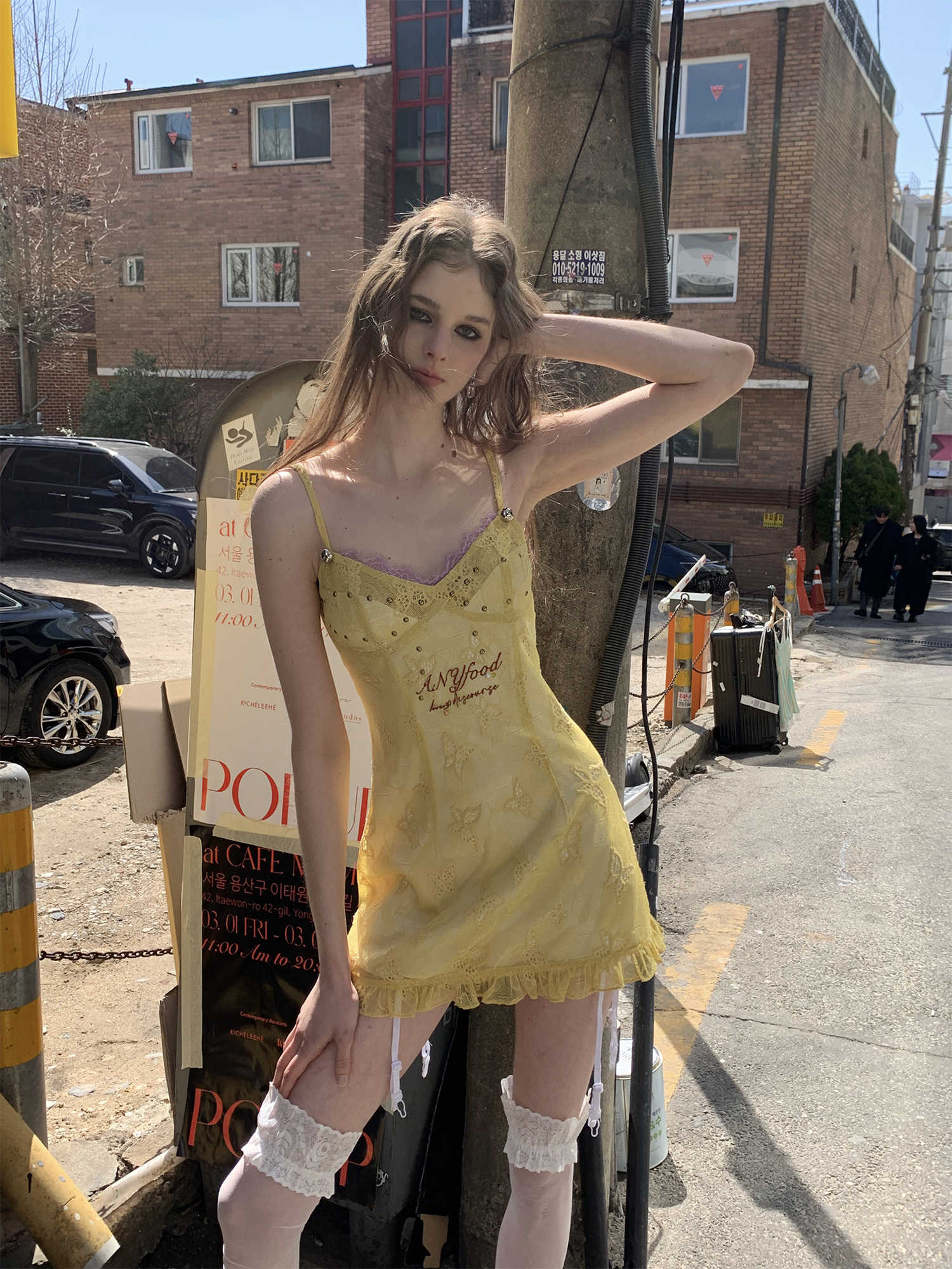 Lemon Yellow Butterfly Embroidery Dress - Image 4