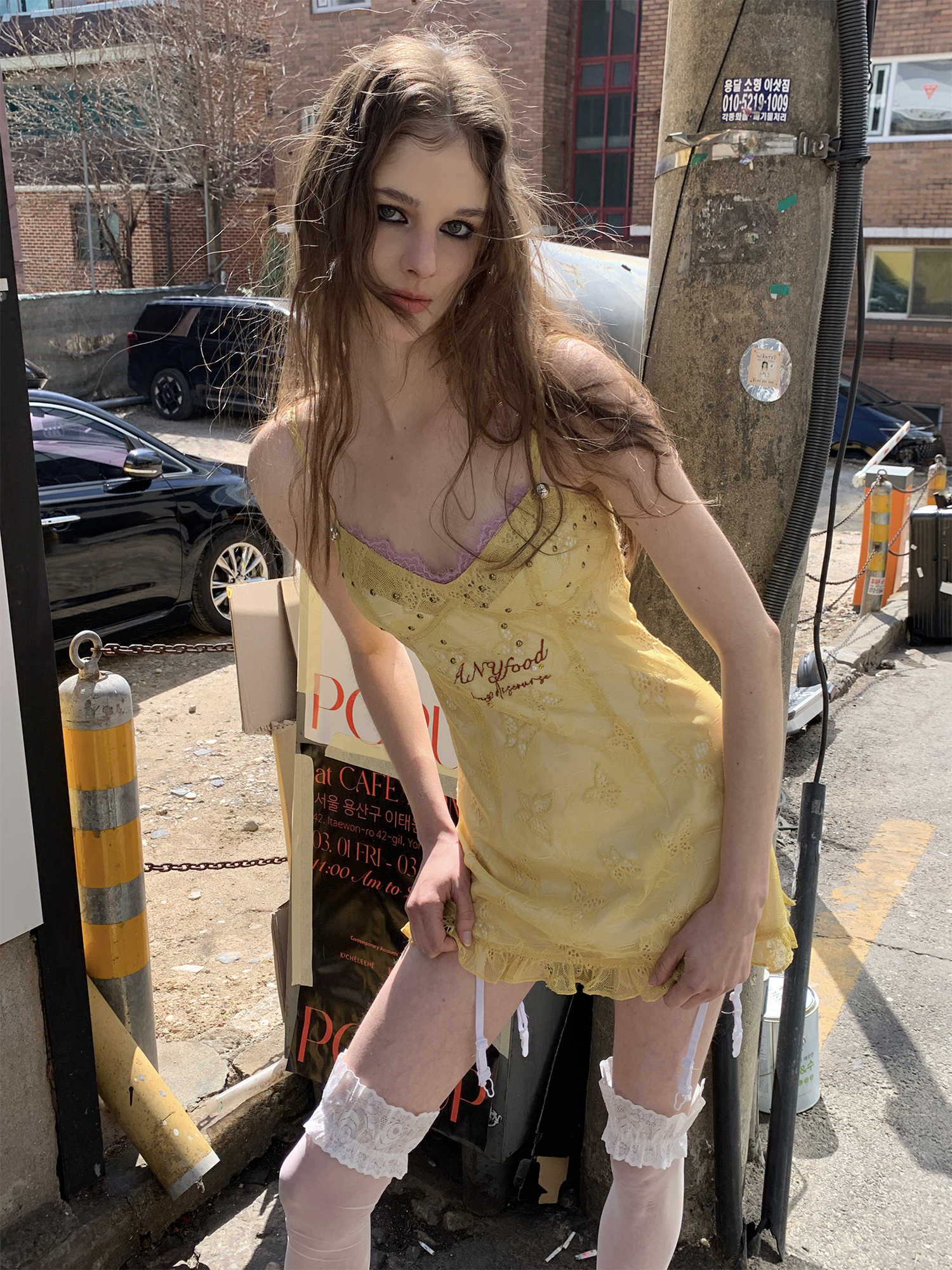 Lemon Yellow Butterfly Embroidery Dress - Image 5