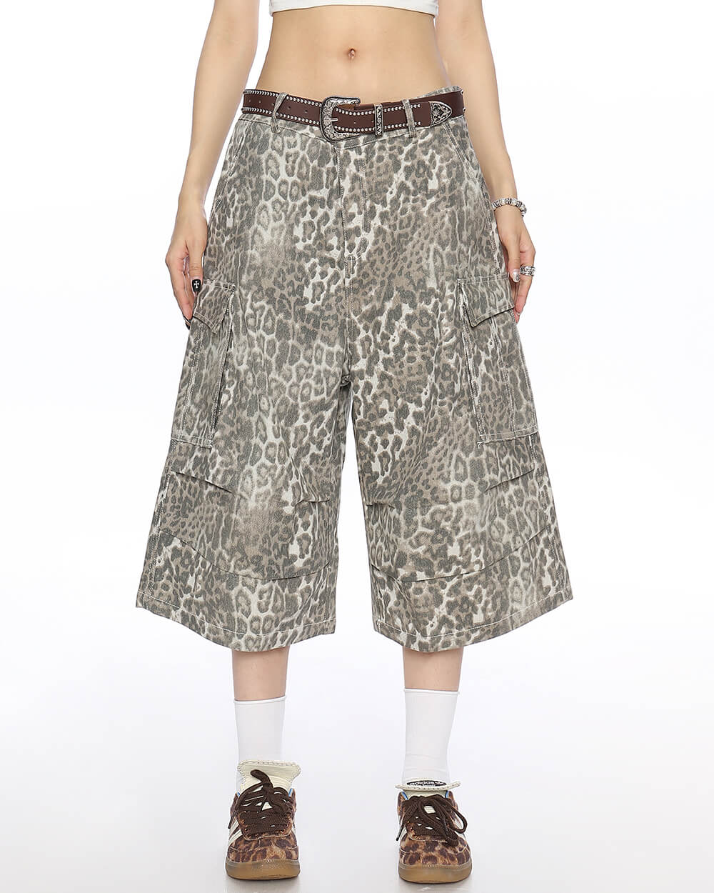 Animal Instincts Leopard Print Cargo Shorts - Image 2