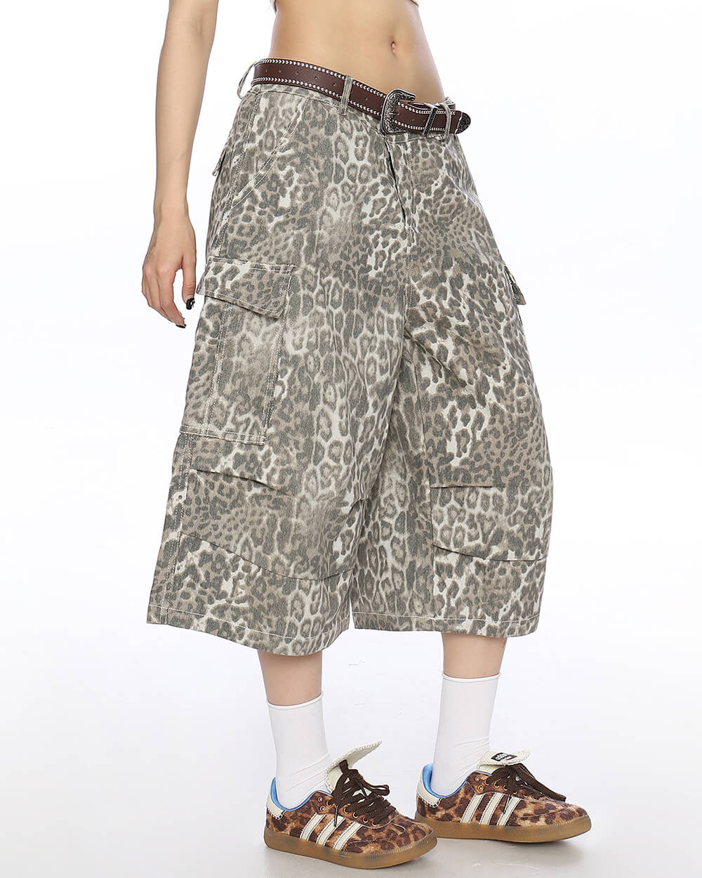 Animal Instincts Leopard Print Cargo Shorts - Image 3