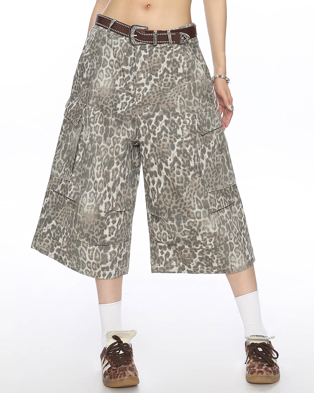Animal Instincts Leopard Print Cargo Shorts - Image 4