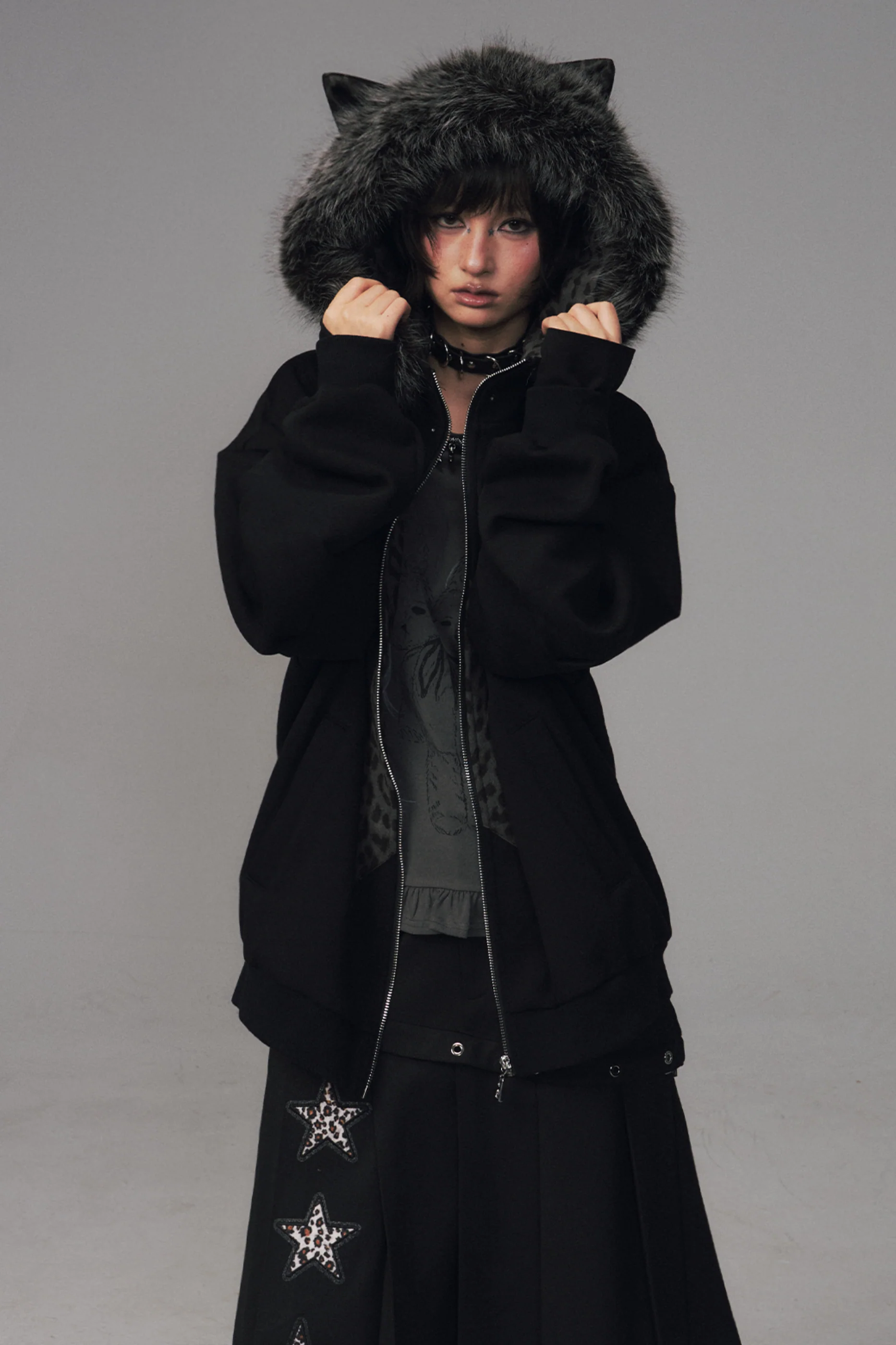 Leopard Print Fur Collar Jacket - Image 4