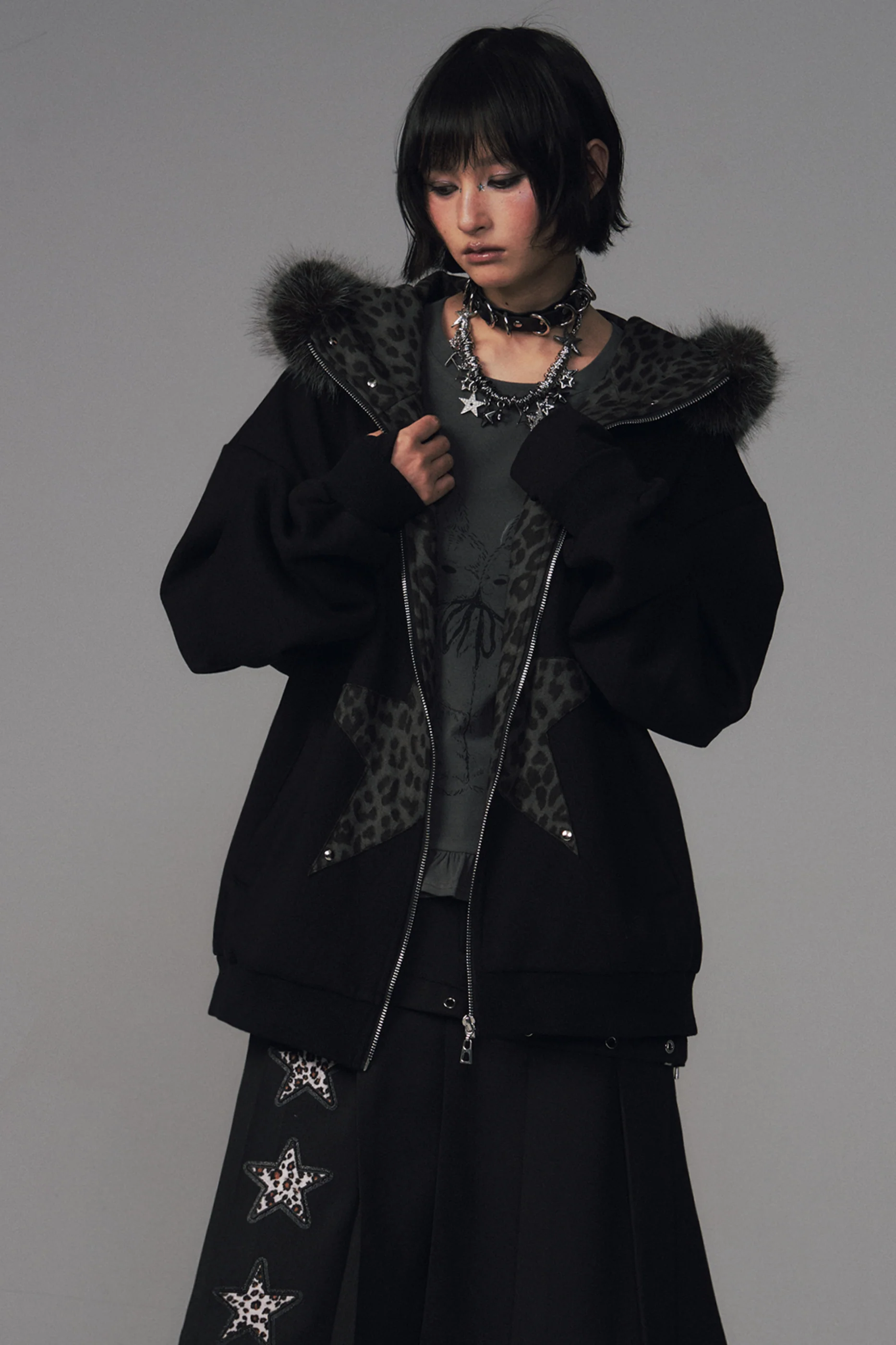 Leopard Print Fur Collar Jacket - Image 6