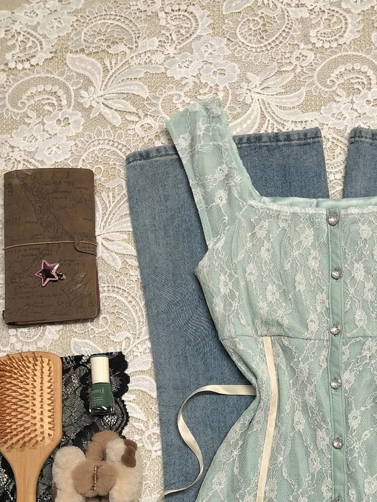 light green lace tank top - Image 4