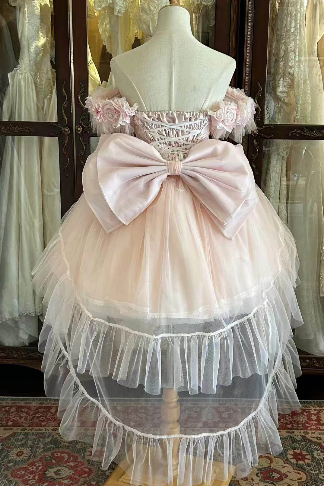 Light Pink Sweet Lolita Dress with Ribbon Tail - Image 8