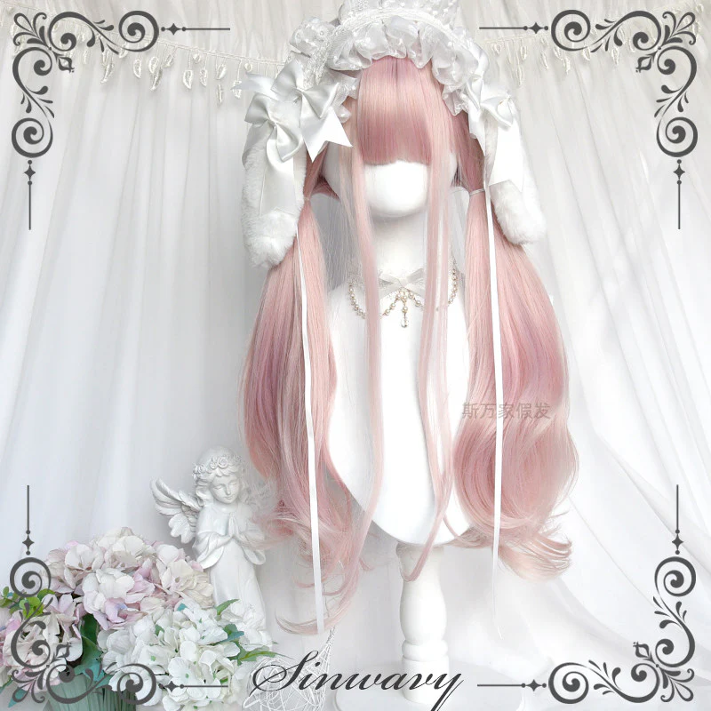 Light pink mixed yellow silk ballet style long curly hair - Image 2