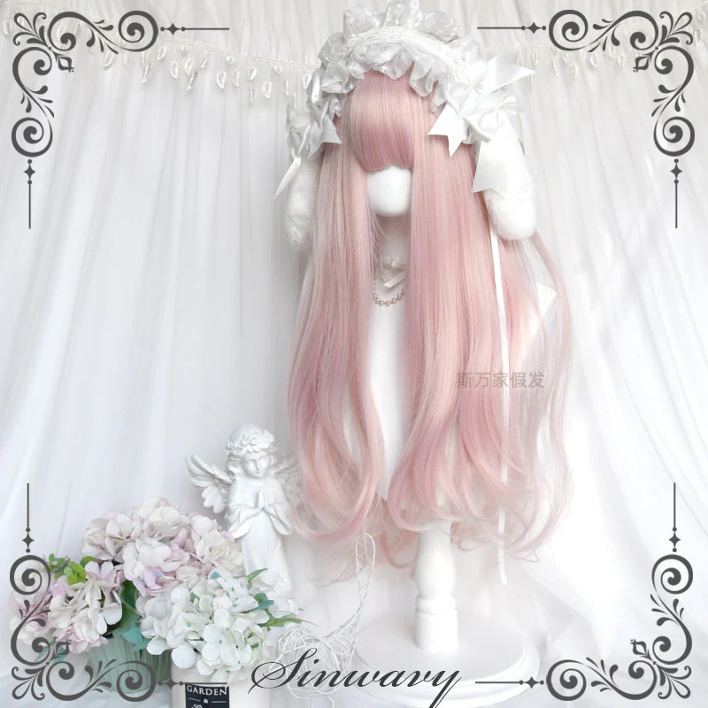 Light pink mixed yellow silk ballet style long curly hair - Image 4