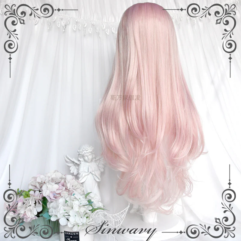 Light pink mixed yellow silk ballet style long curly hair - Image 5