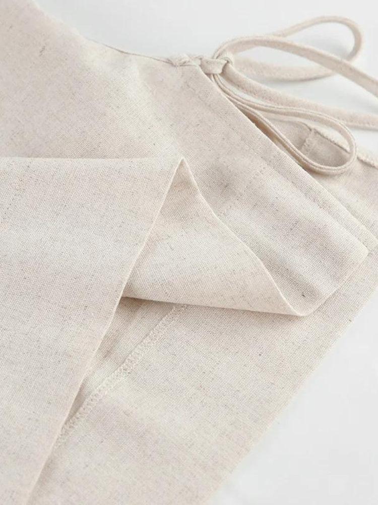 Linen Lace Up Crop Top & Pants Coord - Image 4