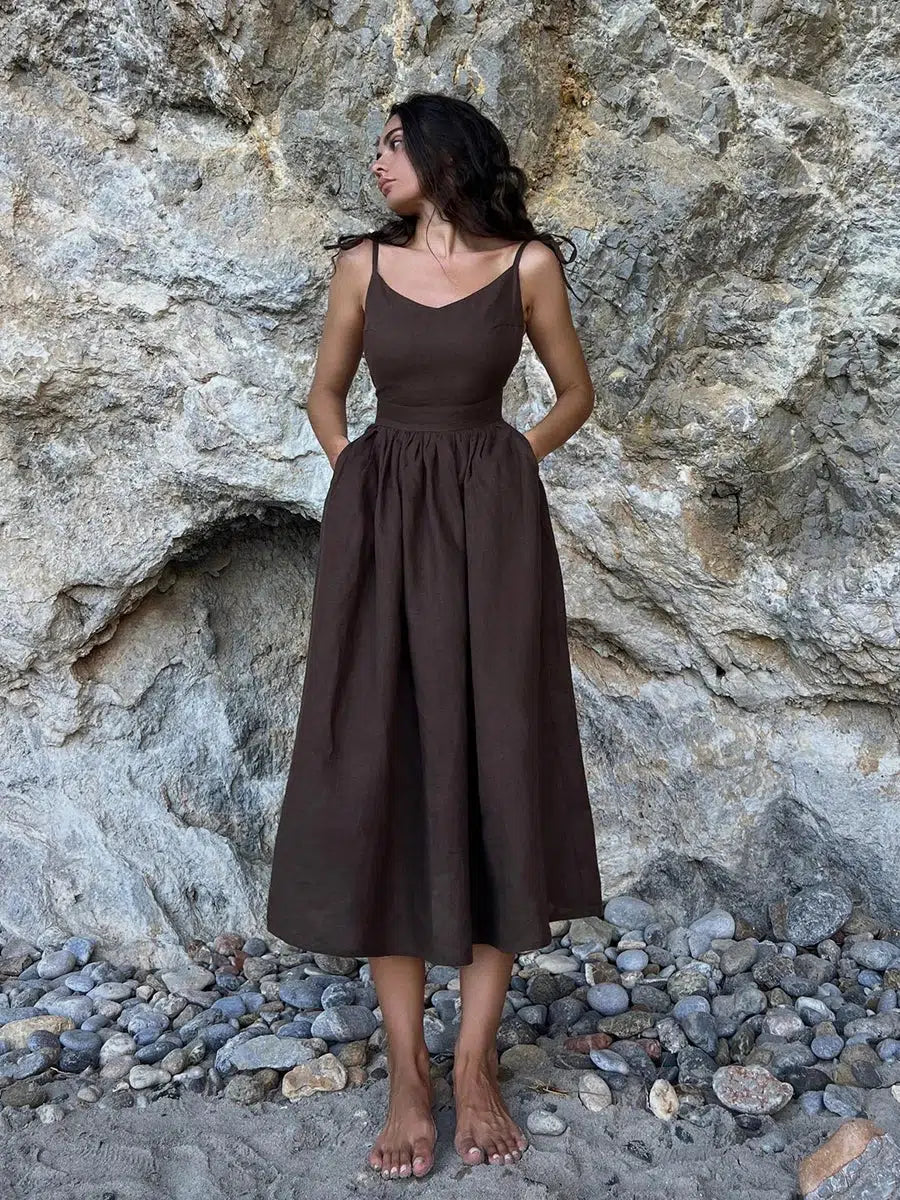 Linen Midi Dress - Image 12