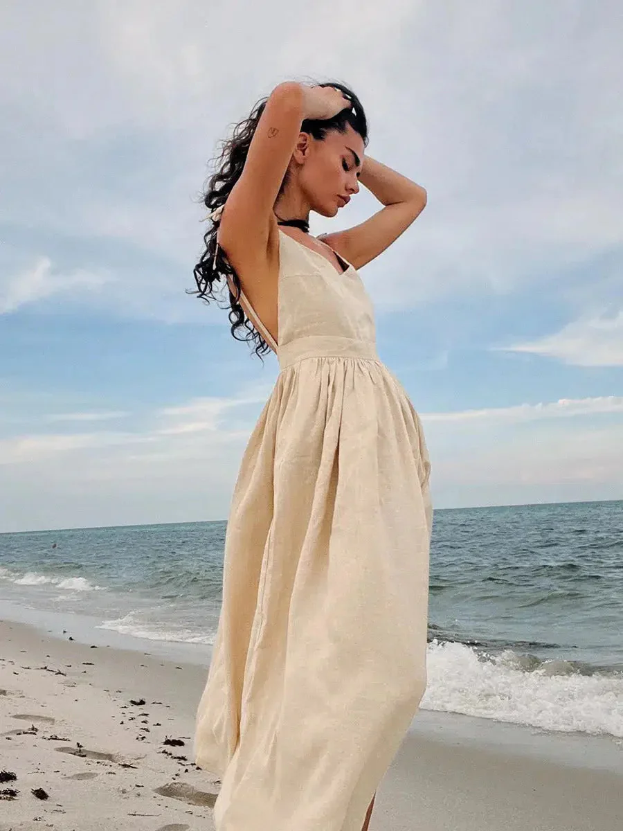 Linen Midi Dress - Image 9