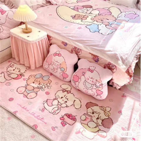 Little girl heart cute cartoon floor mat
