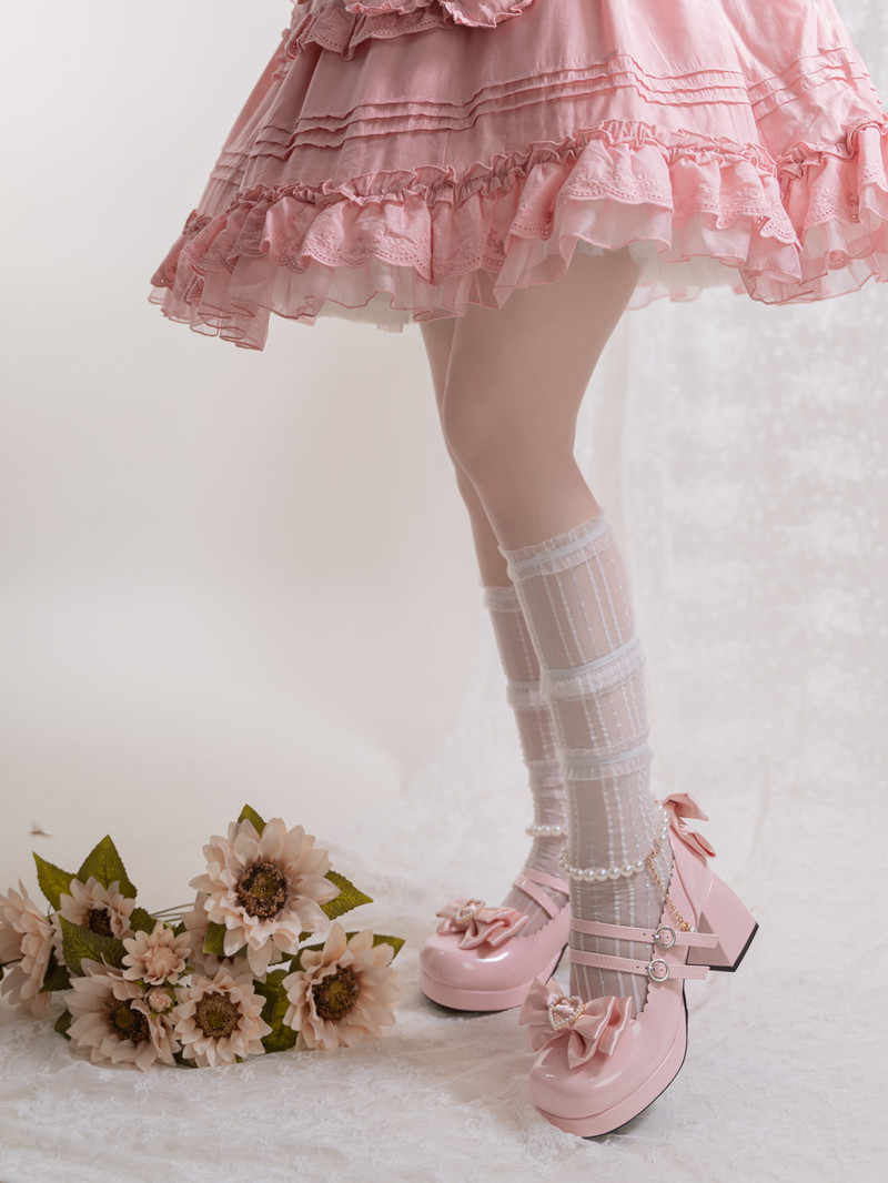 Lolita Bow Pearls Mary Jane Shoes - Image 4