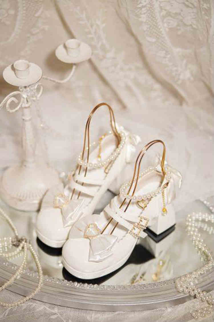 Lolita Bow Pearls Mary Jane Shoes - Image 8