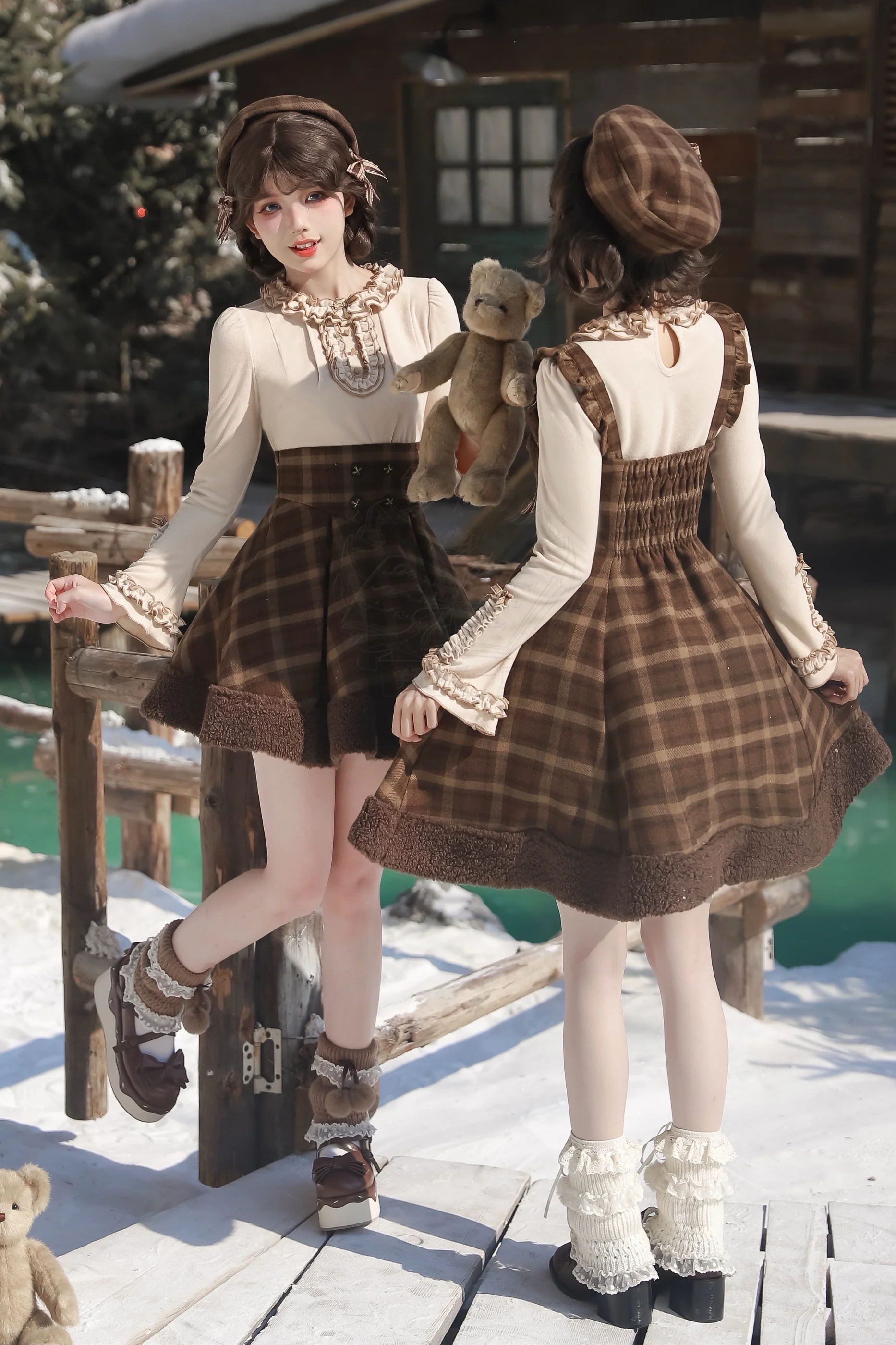 【February 28 Reservation Deadline】Doll Check Lolita Cape + Dress + Skirt + Tops - Image 9