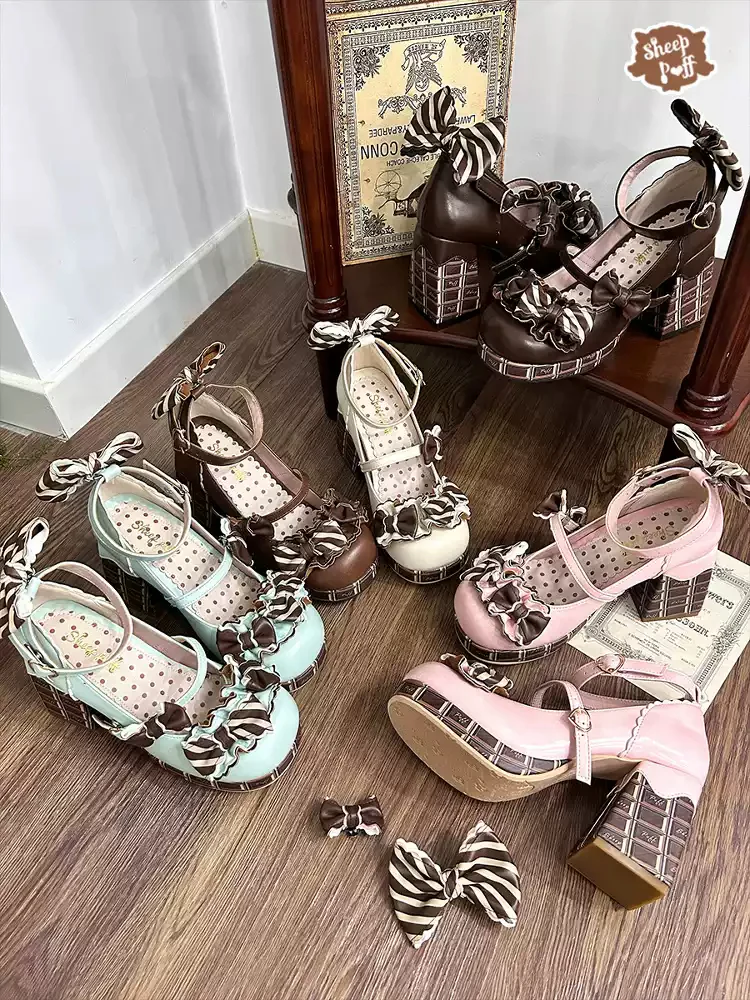 Lolita Chocolate Sweet Bow High Heels - Image 5