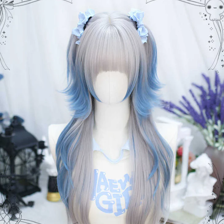 Lolita Gray&Blue Long Wig - Image 2