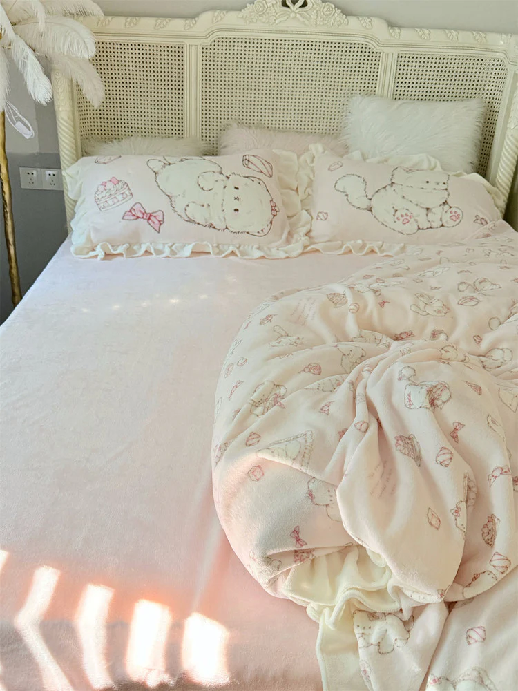 Lolita pink kitten bed sheet set of four - Image 4