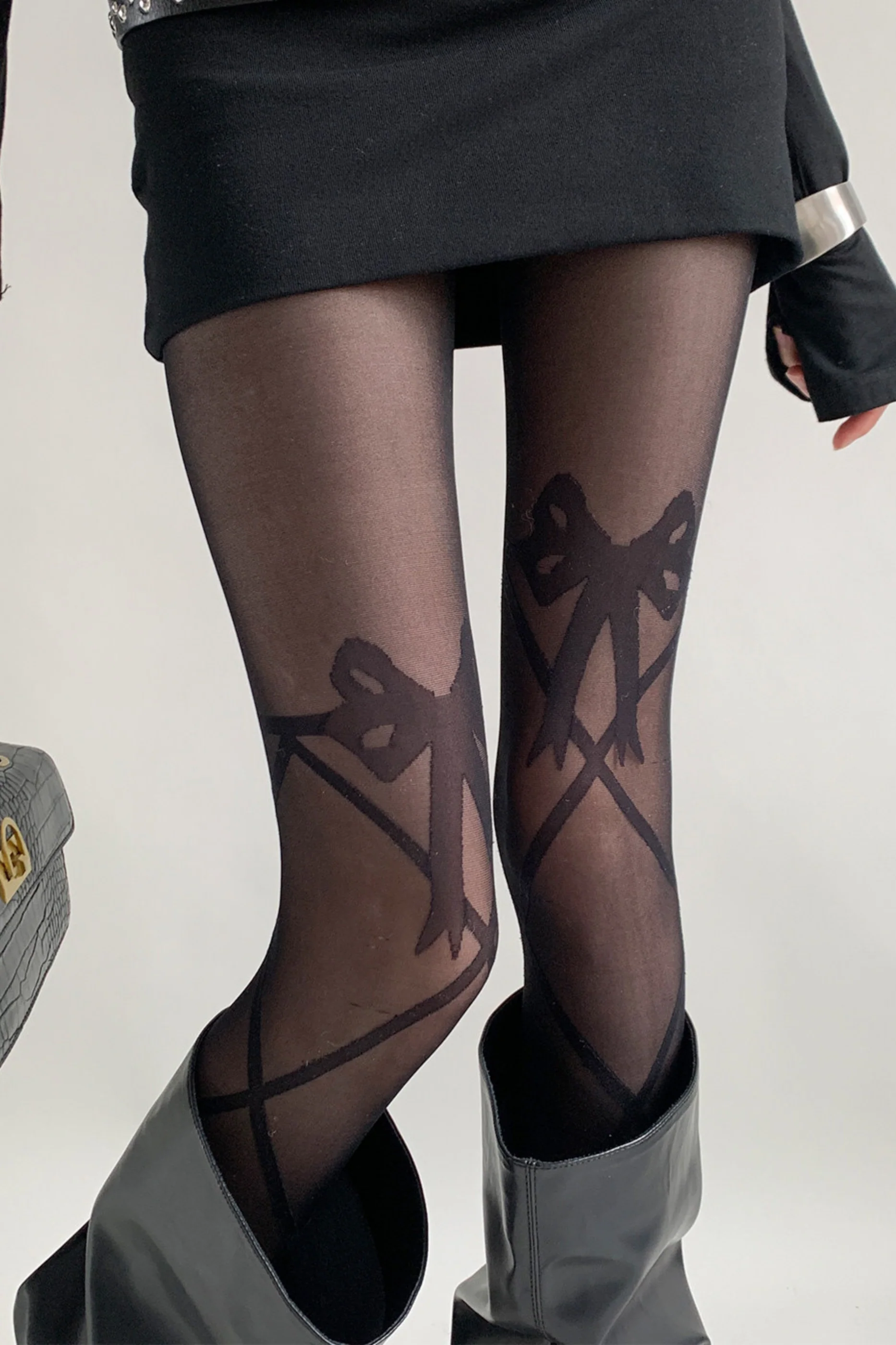 Sheer Ribbon Design Tights - Image 5