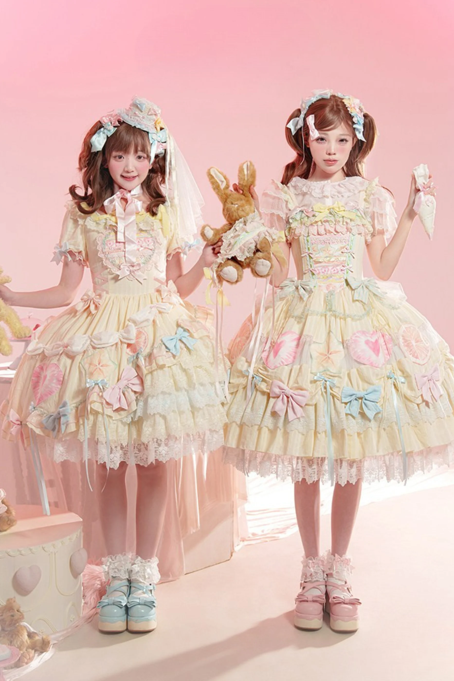 Slice Cake Gorgeous Lolita Dress + Jumper Skirt + Headband + Clip + Hat