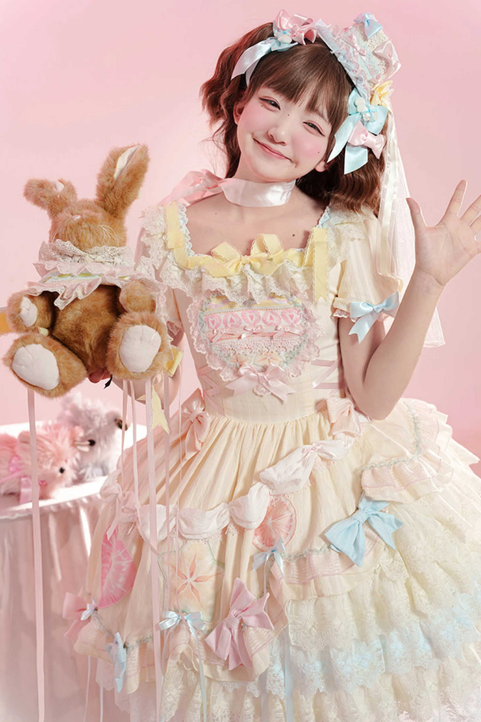 Slice Cake Gorgeous Lolita Dress + Jumper Skirt + Headband + Clip + Hat - Image 11