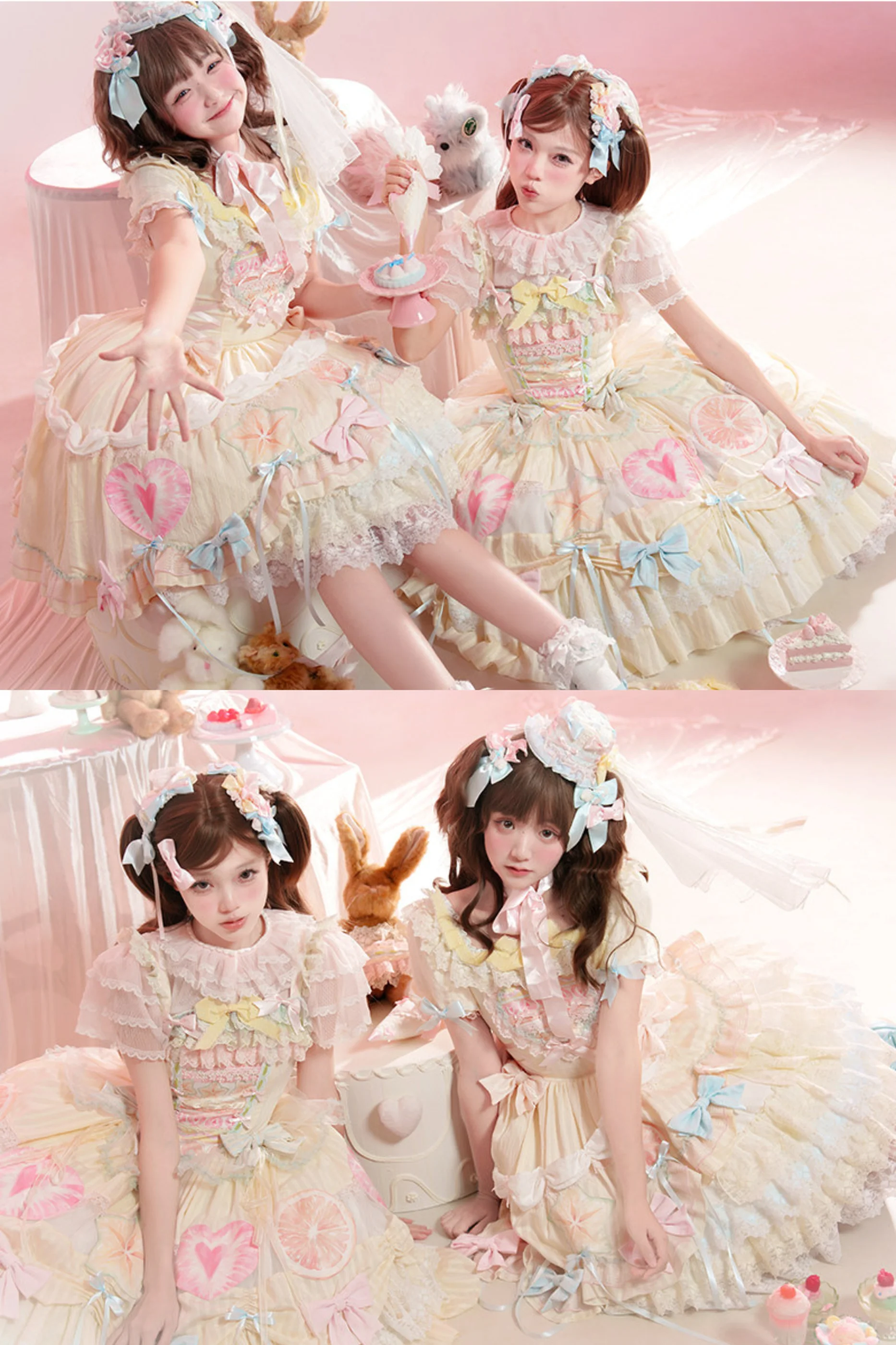 Slice Cake Gorgeous Lolita Dress + Jumper Skirt + Headband + Clip + Hat - Image 13