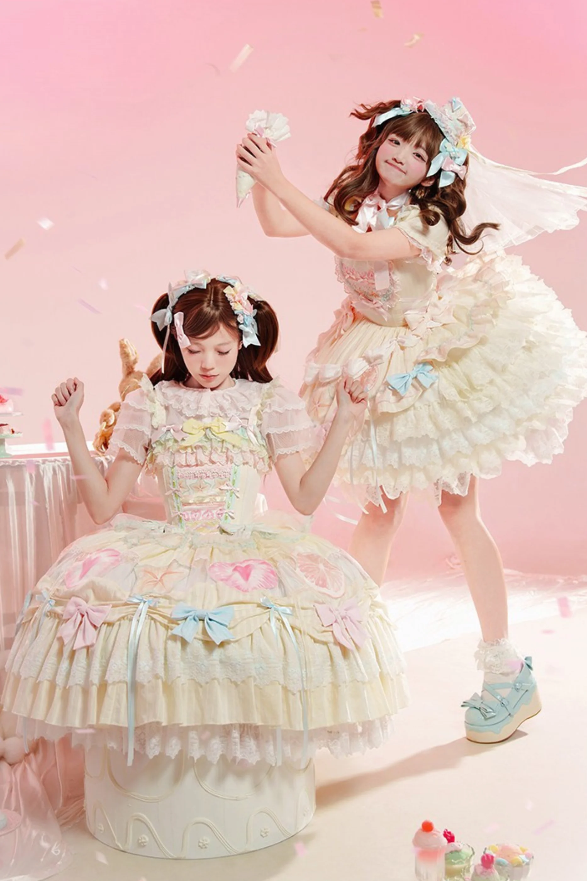 Slice Cake Gorgeous Lolita Dress + Jumper Skirt + Headband + Clip + Hat - Image 6