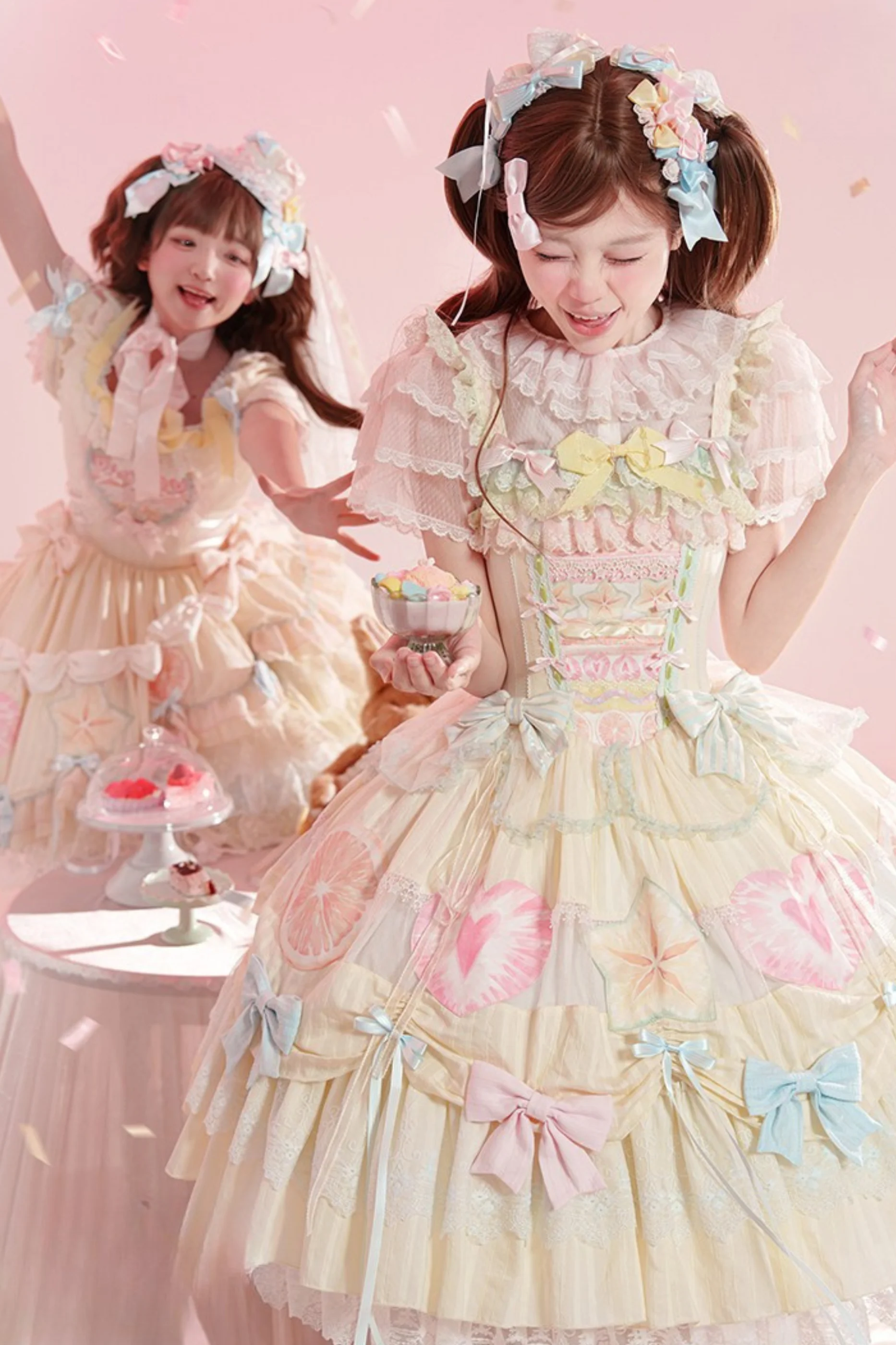 Slice Cake Gorgeous Lolita Dress + Jumper Skirt + Headband + Clip + Hat - Image 8